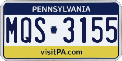 PA license plate MQS3155