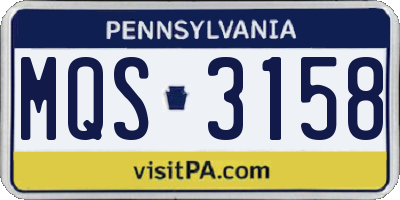PA license plate MQS3158