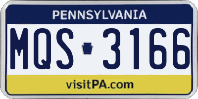 PA license plate MQS3166