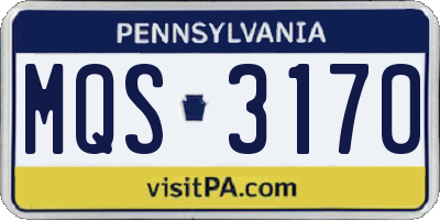 PA license plate MQS3170
