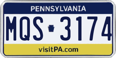 PA license plate MQS3174