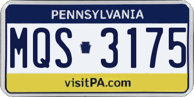 PA license plate MQS3175