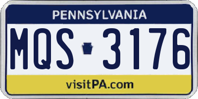PA license plate MQS3176