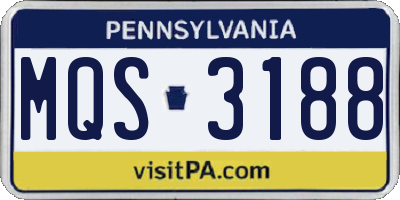 PA license plate MQS3188