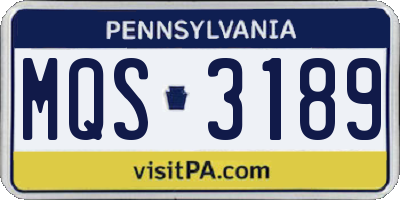 PA license plate MQS3189