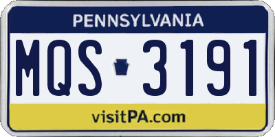 PA license plate MQS3191