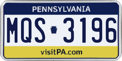 PA license plate MQS3196