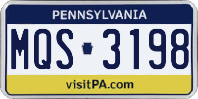 PA license plate MQS3198