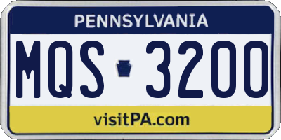 PA license plate MQS3200