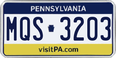 PA license plate MQS3203