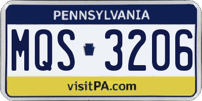 PA license plate MQS3206