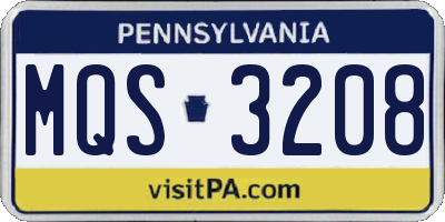 PA license plate MQS3208