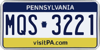 PA license plate MQS3221