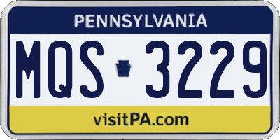 PA license plate MQS3229