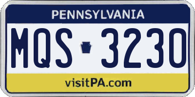 PA license plate MQS3230