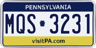 PA license plate MQS3231