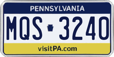 PA license plate MQS3240