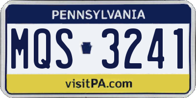 PA license plate MQS3241