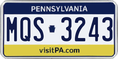 PA license plate MQS3243