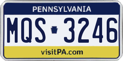 PA license plate MQS3246