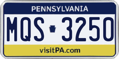 PA license plate MQS3250