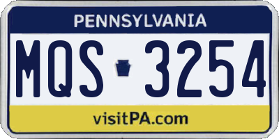 PA license plate MQS3254