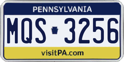PA license plate MQS3256