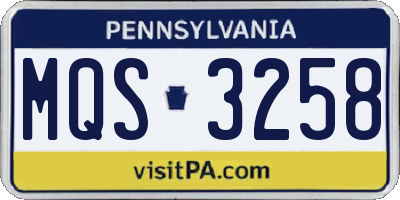 PA license plate MQS3258