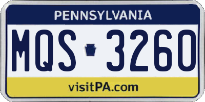 PA license plate MQS3260
