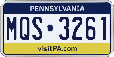 PA license plate MQS3261