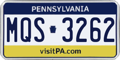 PA license plate MQS3262