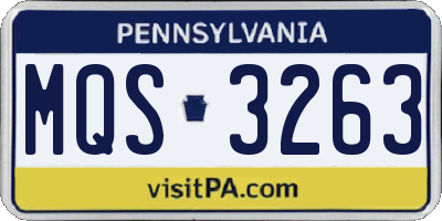 PA license plate MQS3263