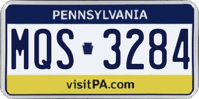 PA license plate MQS3284