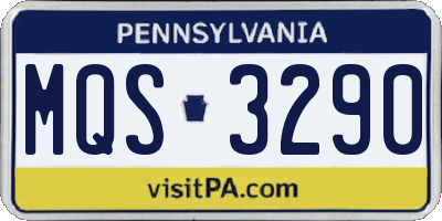PA license plate MQS3290