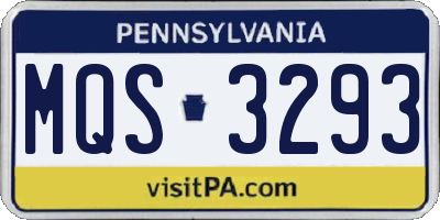 PA license plate MQS3293