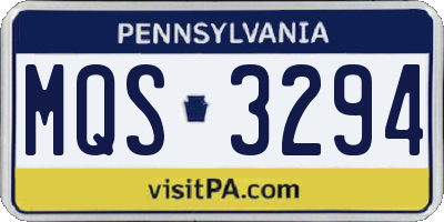 PA license plate MQS3294