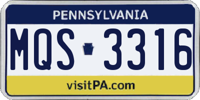 PA license plate MQS3316