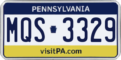 PA license plate MQS3329