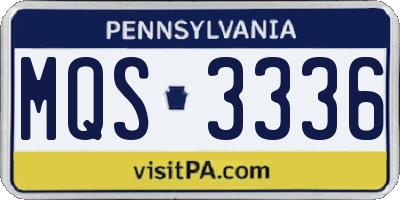 PA license plate MQS3336