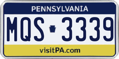 PA license plate MQS3339