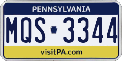 PA license plate MQS3344
