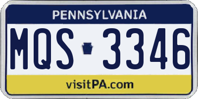 PA license plate MQS3346