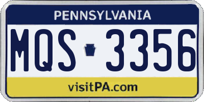 PA license plate MQS3356