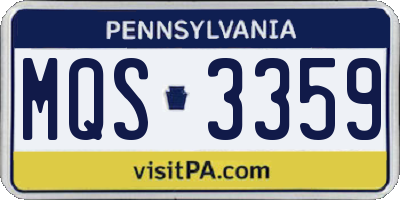 PA license plate MQS3359