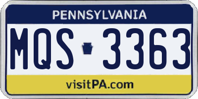 PA license plate MQS3363