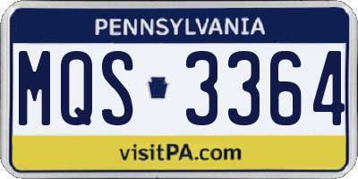 PA license plate MQS3364