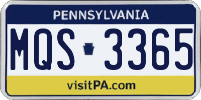 PA license plate MQS3365