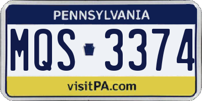 PA license plate MQS3374
