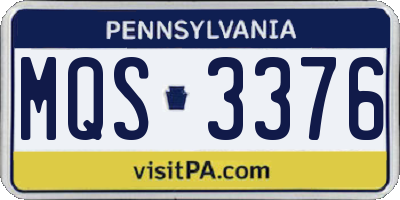 PA license plate MQS3376