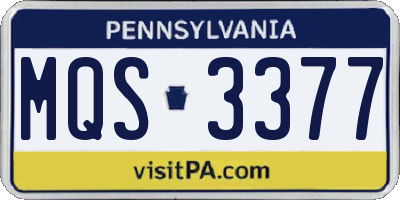 PA license plate MQS3377